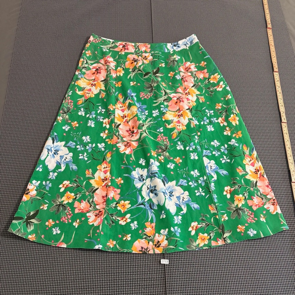 LOFT Womens Green Pink Floral A Line Skirt Size 8 Petite
